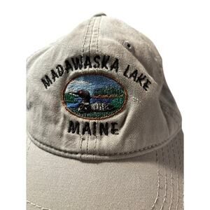 Madawaska Lake Maine Loon Dad Hat Tan Adjustable Embroidered Otto 'Upta Camp'
